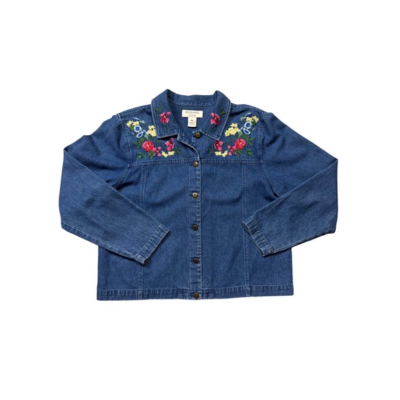 Bechamel Tops - Vintage Embroidered Denim Jacket Floral Cottagecore Prairie Anthro Vibes – PM